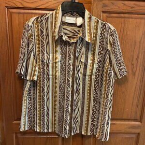 Alfred Dunner Women's African print short sleeve shirt size 14